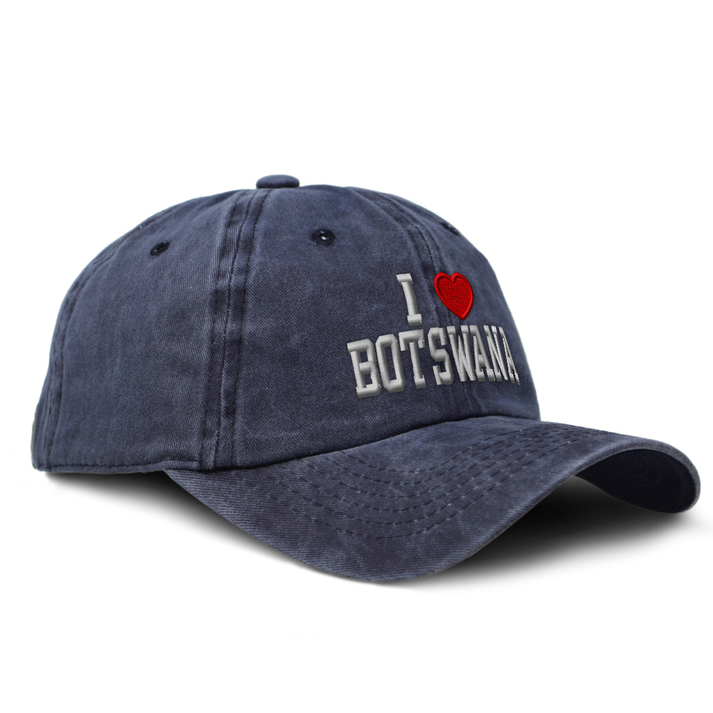 Soft Washed Baseball Cap I Love Botswana I Love Cotton Dad Hats for Men & Women - Picture 10 of 13